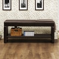 ETHAN HOME Toress Faux Leather Upholstered Bench with Shelf