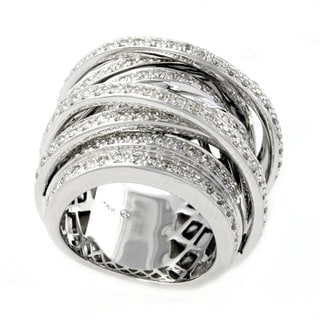 10k White Gold 1 1/2ct TDW Diamond Wide Crossover Ring