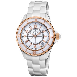 Akribos XXIV Ladies Ceramic Quartz Date Bracelet Fashion Watch