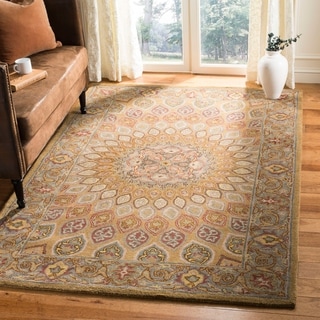 Handmade Heritage Medallion Light Brown/ Grey Wool Rug (4' x 6')