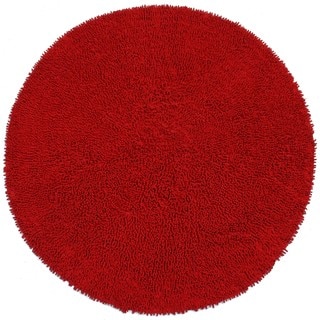 Hand-woven Shagadelic Red Chenille Round Rug (5' x 5')