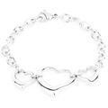 High-polish Stainless Steel Three Open Hearts Charm Bracelet