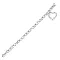Women's Stainless Steel High-polish Heart-charm Chain Bracelet