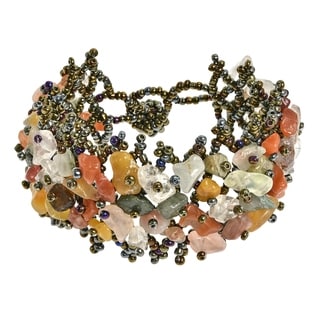 Amethyst Stone Grid Beaded Toggle Bracelet (Philippines)