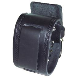 Nemesis Medium Black Leather Watch Band with Embossed Strip