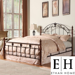 ETHAN HOME Newcastle Graceful Scroll Bronze Iron King-size Poster Bed