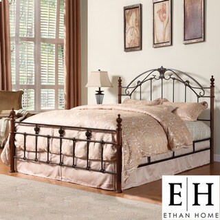 ETHAN HOME Newcastle Graceful Scroll Bronze Iron Queen-size Poster Bed