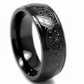 Oliveti Black-plated Stainless Steel Engraved Florentine Band