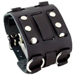 Nemesis WB Wide Detailed Black Leather Band