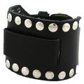 Nemesis XL Black Leather Wide-cuff Watchband with Stud Accents