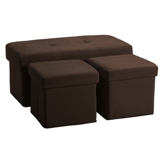 Vanderbilt Foldable 3-piece Storage Ottoman Set