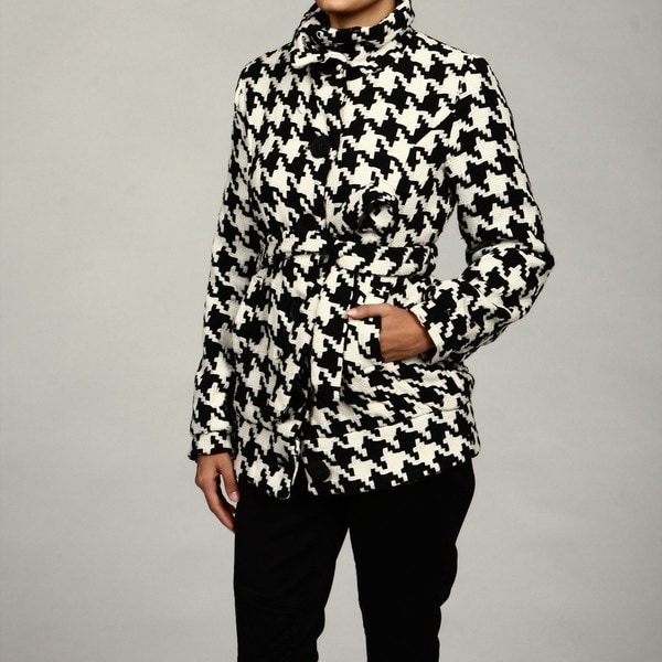 Last Kiss Women's Black/ White Houndstooth Coat FINAL SALE 13734598 Shopping