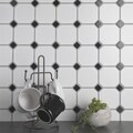 Somertile 11.625x11.625-in Victorian Octagon 2-in Matte White with Glossy Black Dot Porcelain Tiles (Case of 10)