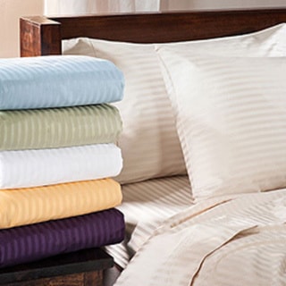 Luxor Treasures Egyptian Cotton 400 Thread Count Deep Pocket Stripe Sheet Set Twin XL in Light Blue (As Is Item)