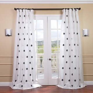 Mirror White Embroidered Faux Silk 96-inch Curtain Panel