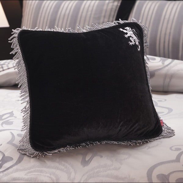 English Laundry Bury Black Velvet Fringed Decorative Pillow - Overstock Shopping - Great Deals ...