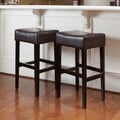 Christopher Knight Home Lopez Brown Leather Backless Bar Stools (Set of 2)