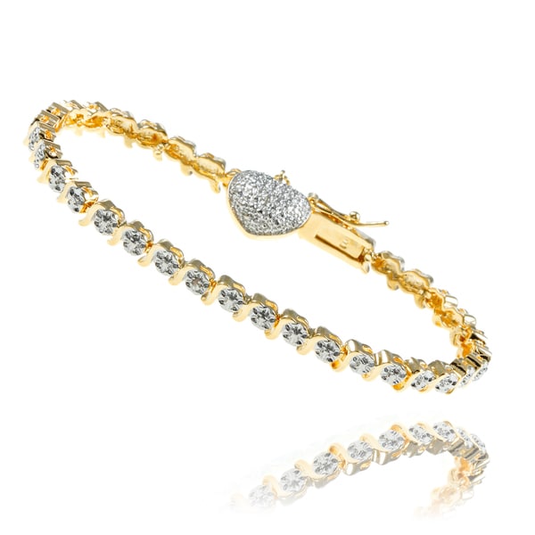 14k gold overlay diamond accent heart charm bracelet this beautiful