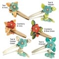 Ardent Designs Glass Beads Flower Hair Clips (Set of 2)