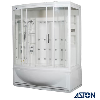 Compare Price Aston White 87-inch 24-jet Steam Shower with Whirlpool Tub