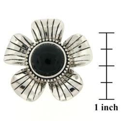 Meredith Leigh Sterling Silver Onyx Flower Ring