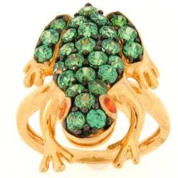 Meredith Leigh Vermeil Green and Orange CZ Critters Frog Ring
