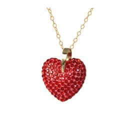 10K Yellow Gold Red Crystal Heart Neckalce