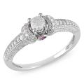 14k Gold 1/3ct TDW Diamond and Pink Sapphire Engagement Ring (H-I, I2-I3)