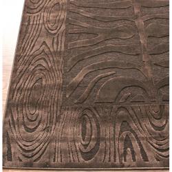 Hand-carved Alexa Velvet Zebra Brown Faux Silk Rug (2'1 x 4')