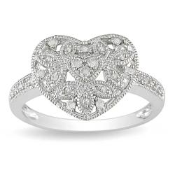 10k White Gold 1/6ct TDW Diamond Heart Ring (H-I, I2-I3)