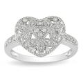 10k White Gold 1/6ct TDW Diamond Heart Ring (H-I, I2-I3)