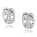Sterling Silver 1/10ct TDW Diamond Link Hoop Earrings (I-J, I1-I2)
