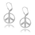Sterling Silver Diamond Accent Peace Sign Earrings
