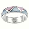 Tressa Sterling Silver Pink and Blue Mother of Pearl Ring