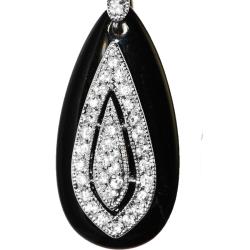 Adee Waiss Sterling Silver Black Agate and Cubic Zirconia Earrings