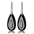 Adee Waiss Sterling Silver Black Agate and Cubic Zirconia Earrings