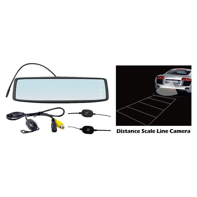 Pyle Rearview Mirror Wireless Back-Up Camera System w/ 4.3'' TFT Touch Screen & Universal Mount Low Lux Camera w/ Distance Scale