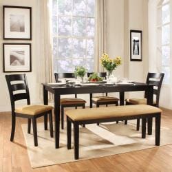See Reviews TRIBECCA HOME Wilma Black Ladder Back Cushioned 6-piece Dining Set