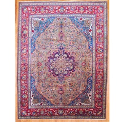 Cheap Persian Hand-knotted Brown/ Red Tabriz Wool Rug (10' x 13')