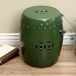 Low Price Handmade Porcelain Crackled Emerald Green Garden Stool (China)