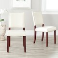 Safavieh Madison Nailhead Cream Leather Side Chairs (Set of 2)