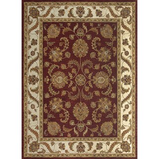 Hand-tufted Genus Red/ Beige Wool Rug (5' x 7'6)