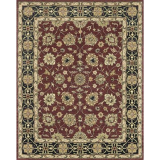 Hand-tufted Genus Red/ Black Wool Rug (3'6 x 5'6)