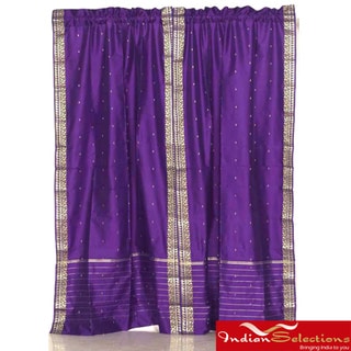 Sheer Sari 84 Inch Purple Rod Pocket Curtain Panel Pair