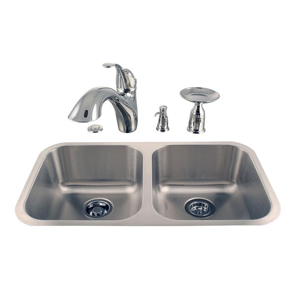 Undermount Double Stainless Steel Sink and Faucet Combo Kit 13796234