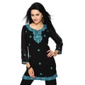 Georgette Black with Turquoise Embroidery Kurti/ Tunic (India)