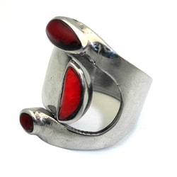 Alpaca Silver Bloodstone Wrap Ring (Mexico)
