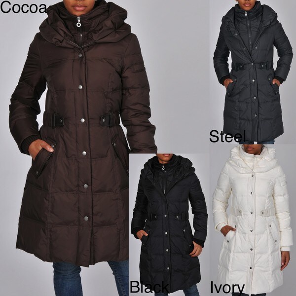 DKNY Women's Quilted Downfilled Sidetab Hooded Coat 13802680