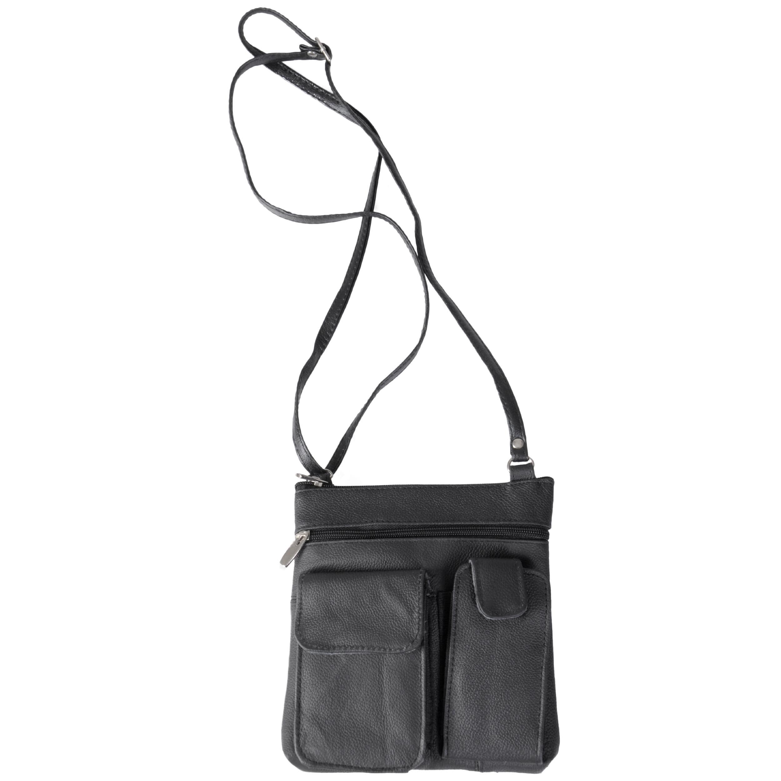 Journee Collection Black Genuine-Leather Cross-Body Bag
