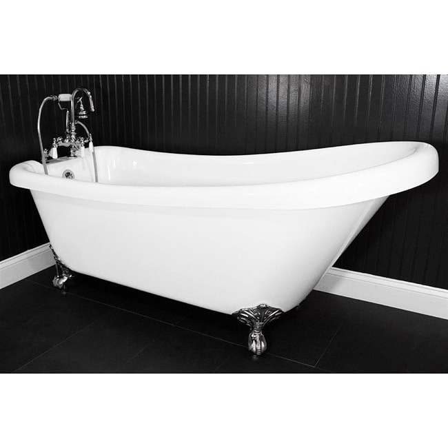 Spa Collection 57-inch Single-slipper Clawfoot Tub and Faucet Pack - 13804696 - Overstock.com 